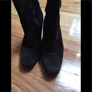 Brown suede Prada wedge heel boots sz 38.5